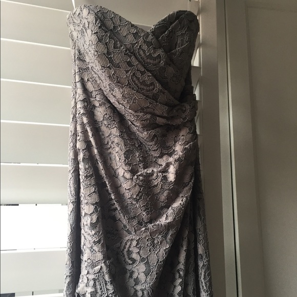 David's bridal gray lace strapless dress - Picture 1 of 5