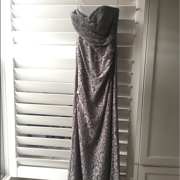 David's bridal gray lace strapless dress - Picture 2 of 5