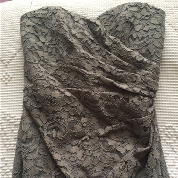 David's bridal gray lace strapless dress - Picture 3 of 5