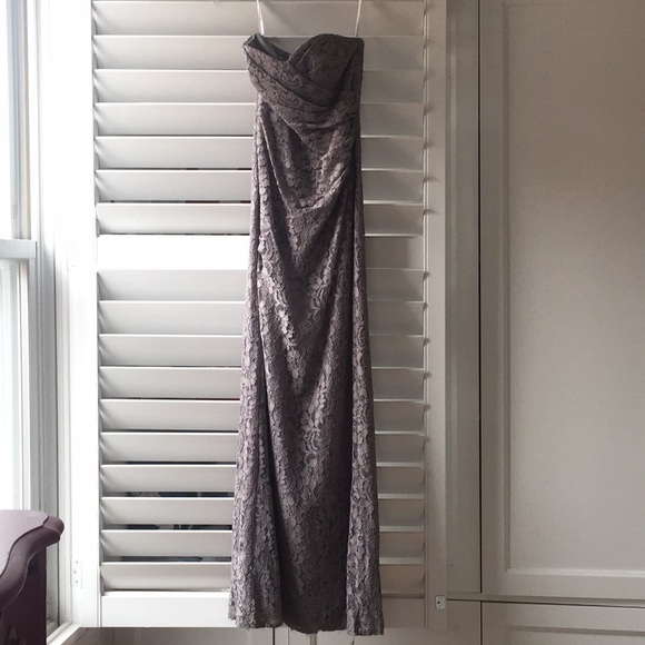 David's bridal gray lace strapless dress - Picture 4 of 5