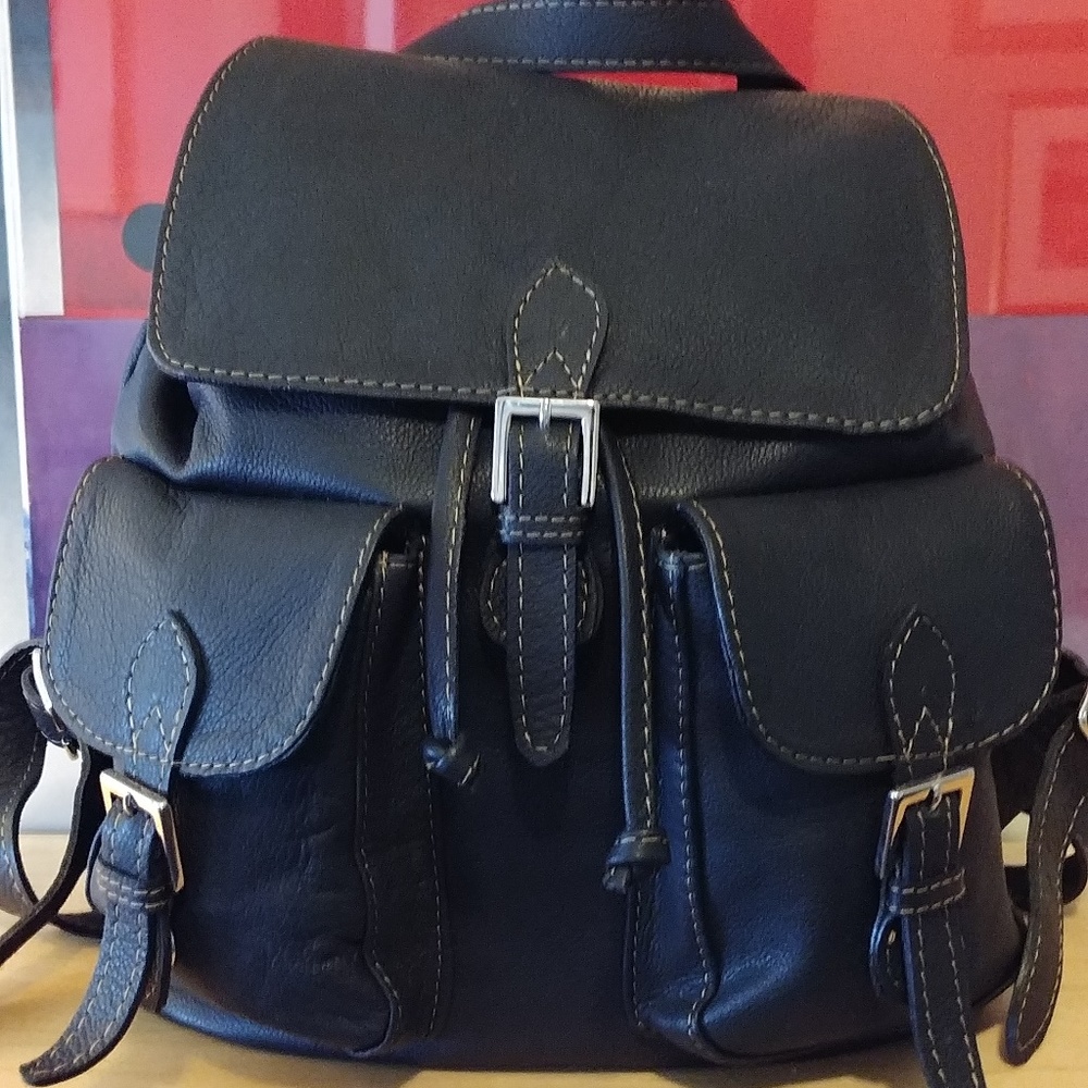 NEW ... Black Leather Backpack