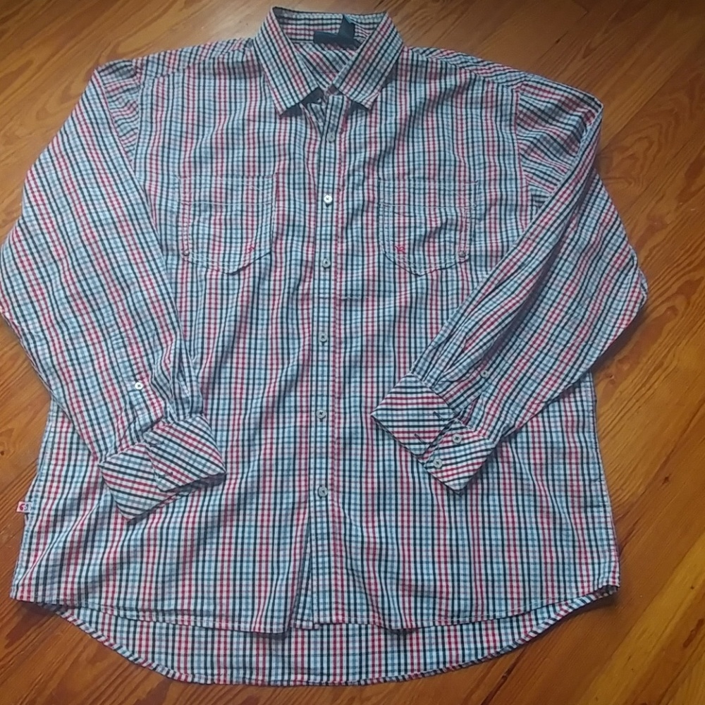Rocawear plaid shirt & Jo's Bank silk tie - Picture 2 of 8