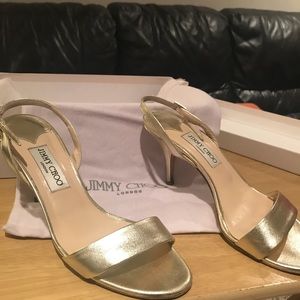 Gold sling back heels