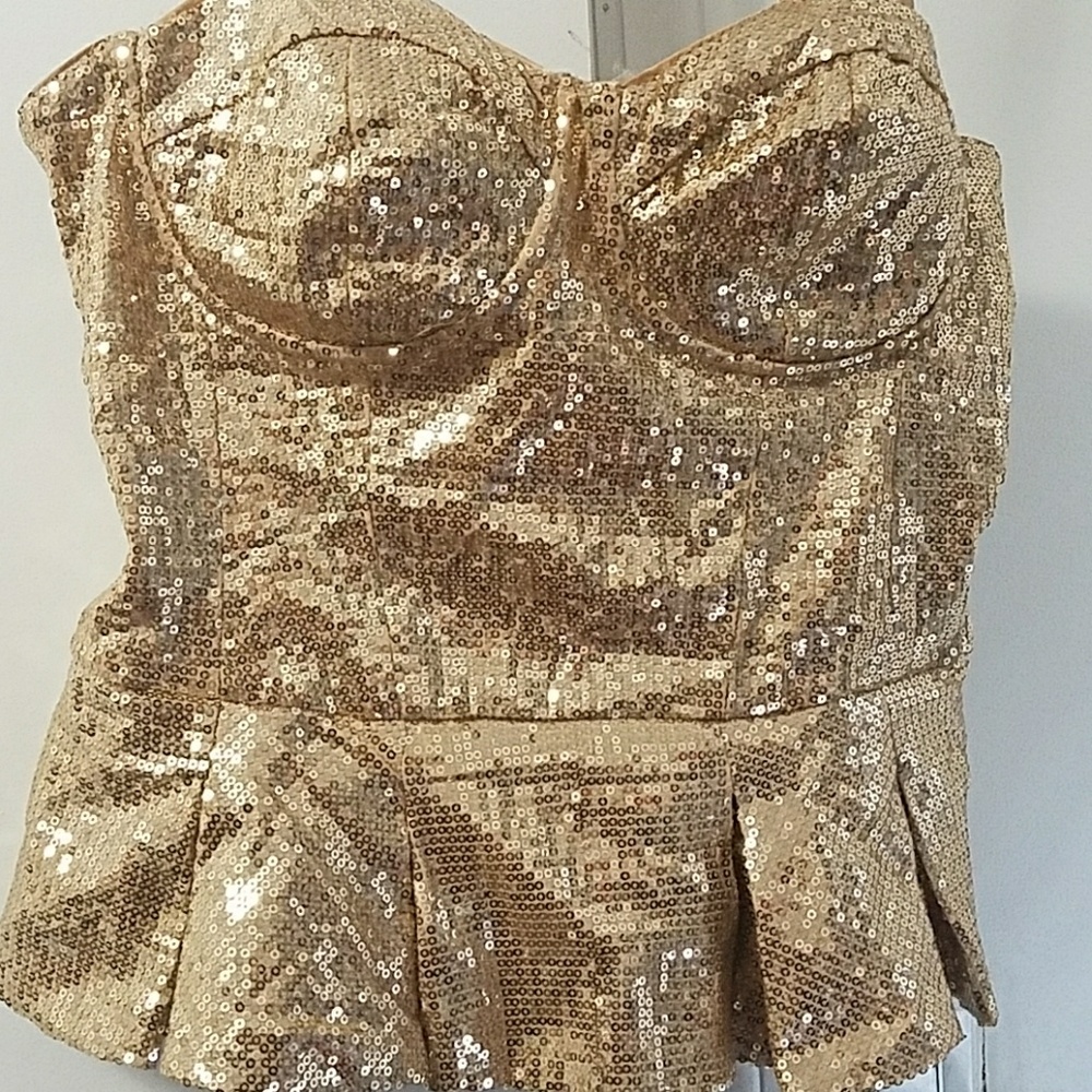 Bebe Gold Sequence Top - image 2