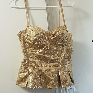 Bebe Gold Sequence Top - image 1