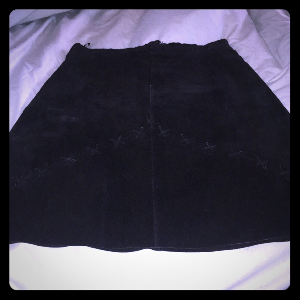 100% leather black skirt