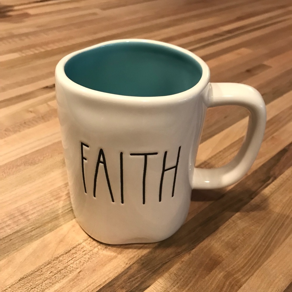 Rae Dunn Clay Faith Cup Mug Ceramic White Pottery