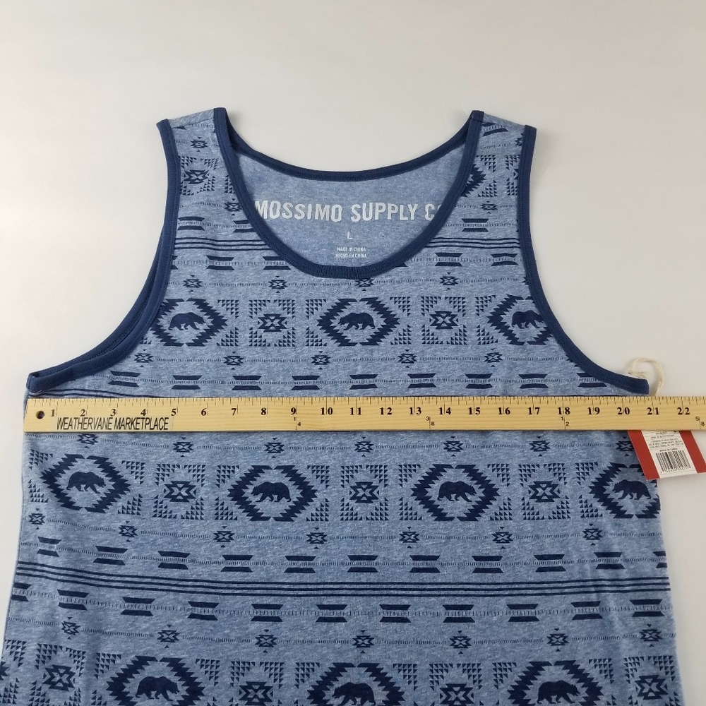 Men's Tank Top Blue Large Bear Print Shirt Mossimo - Picture 5 of 7