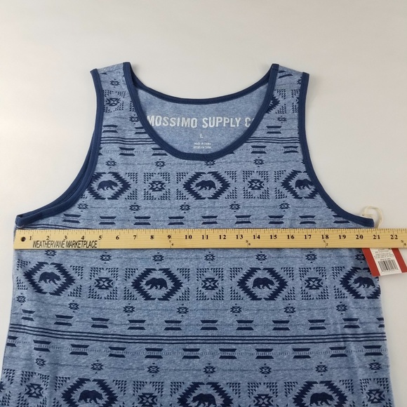 Men's Tank Top Blue Large Bear Print Shirt Mossimo - Picture 5 of 7
