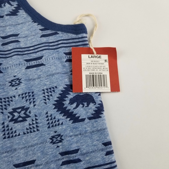 Men's Tank Top Blue Large Bear Print Shirt Mossimo - Picture 3 of 7