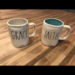 Rae Dunn Clay Faith Grace Cups Mugs Set Ceramic