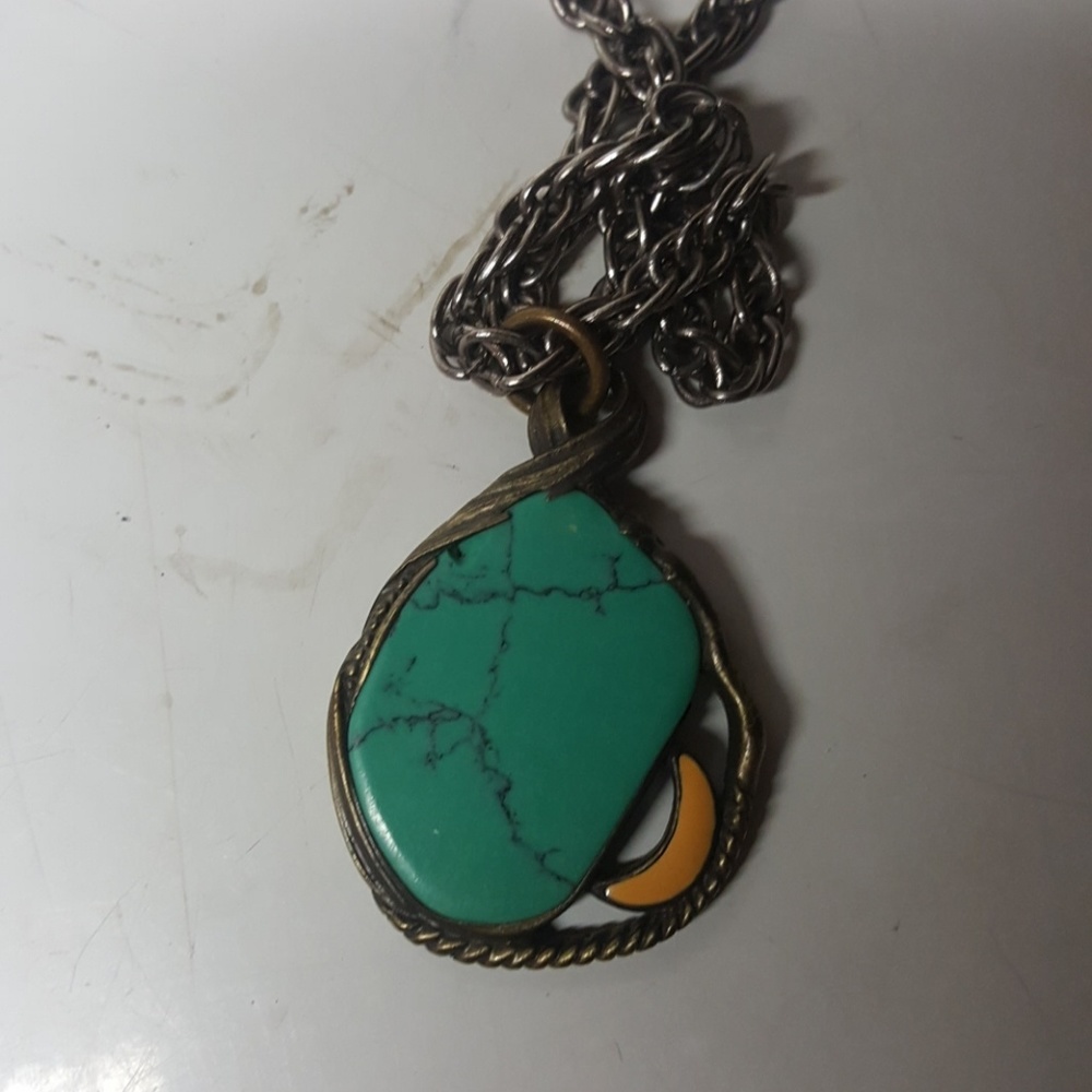 Real TURQUOISE Pendant set in SILVER HOLDER
