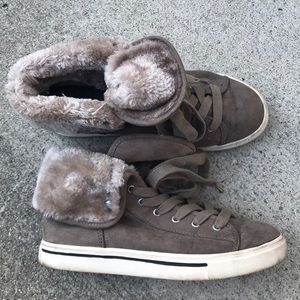 Grey Fur Sneakers