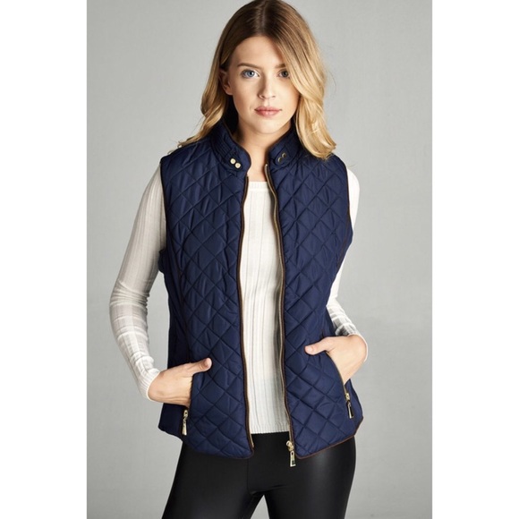 LAST ONE!! Quilted Padded Vest-NAVY - Picture 2 of 3