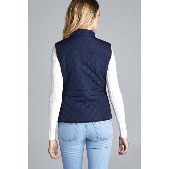 LAST ONE!! Quilted Padded Vest-NAVY - Picture 3 of 3