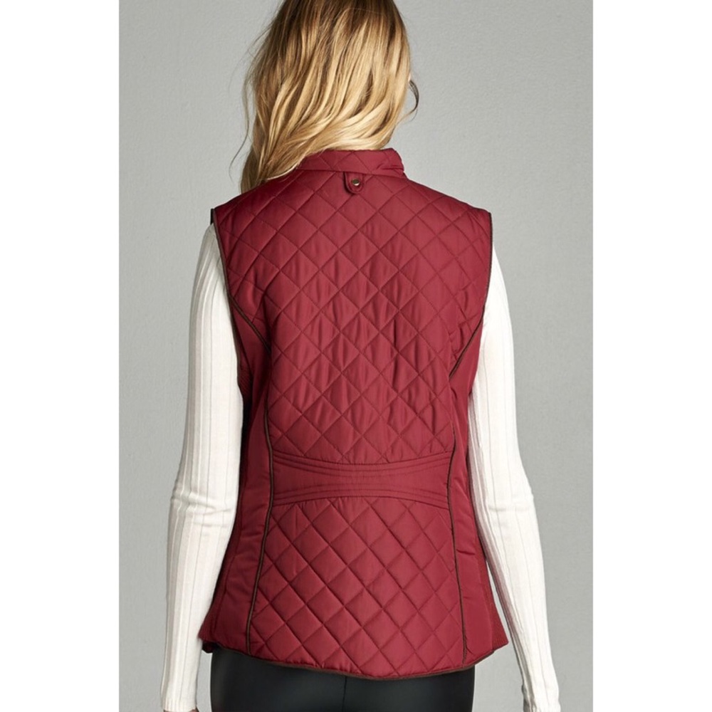 LAST ONE! Quilted Padded Vest- BURGUNDY - Picture 2 of 3