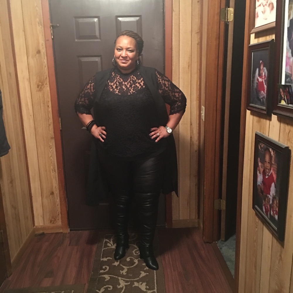 Thigh high wide calf boots