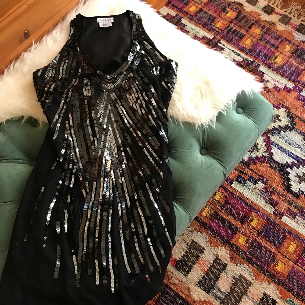 Navy sequined mini dress