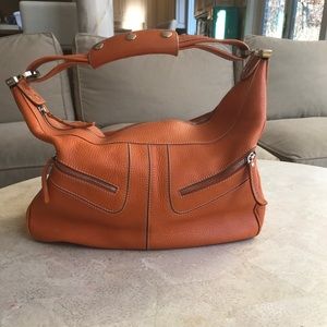 Tods orange leather handbag