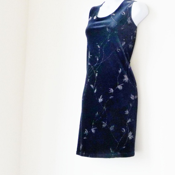 Velour Black Sparkle Vintage 2 pieces Long Jacket & Sleeveless Dress Petite Sz 8 - Picture 5 of 16