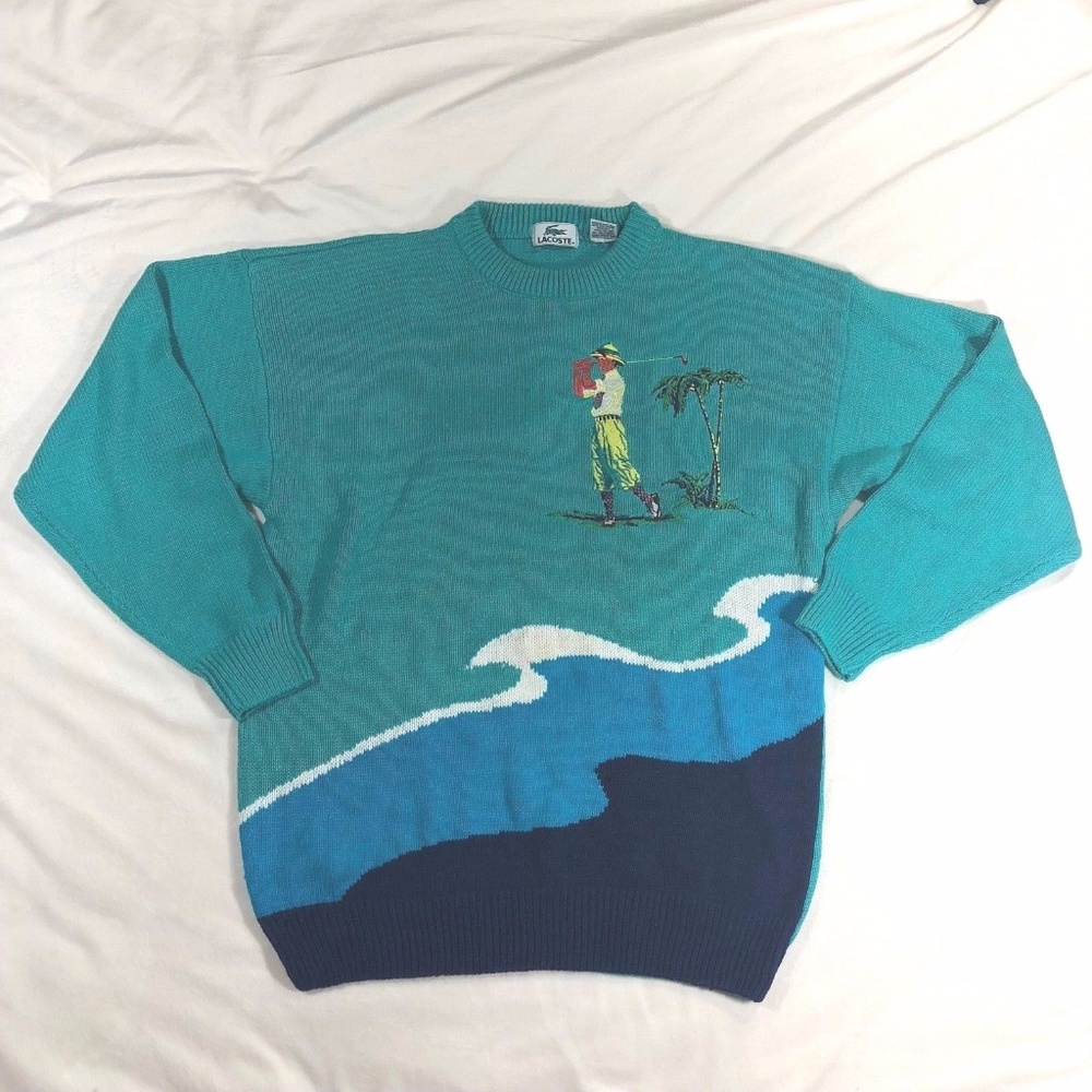 Lacoste Medium Blue Golf Sweater Vintage Pullover