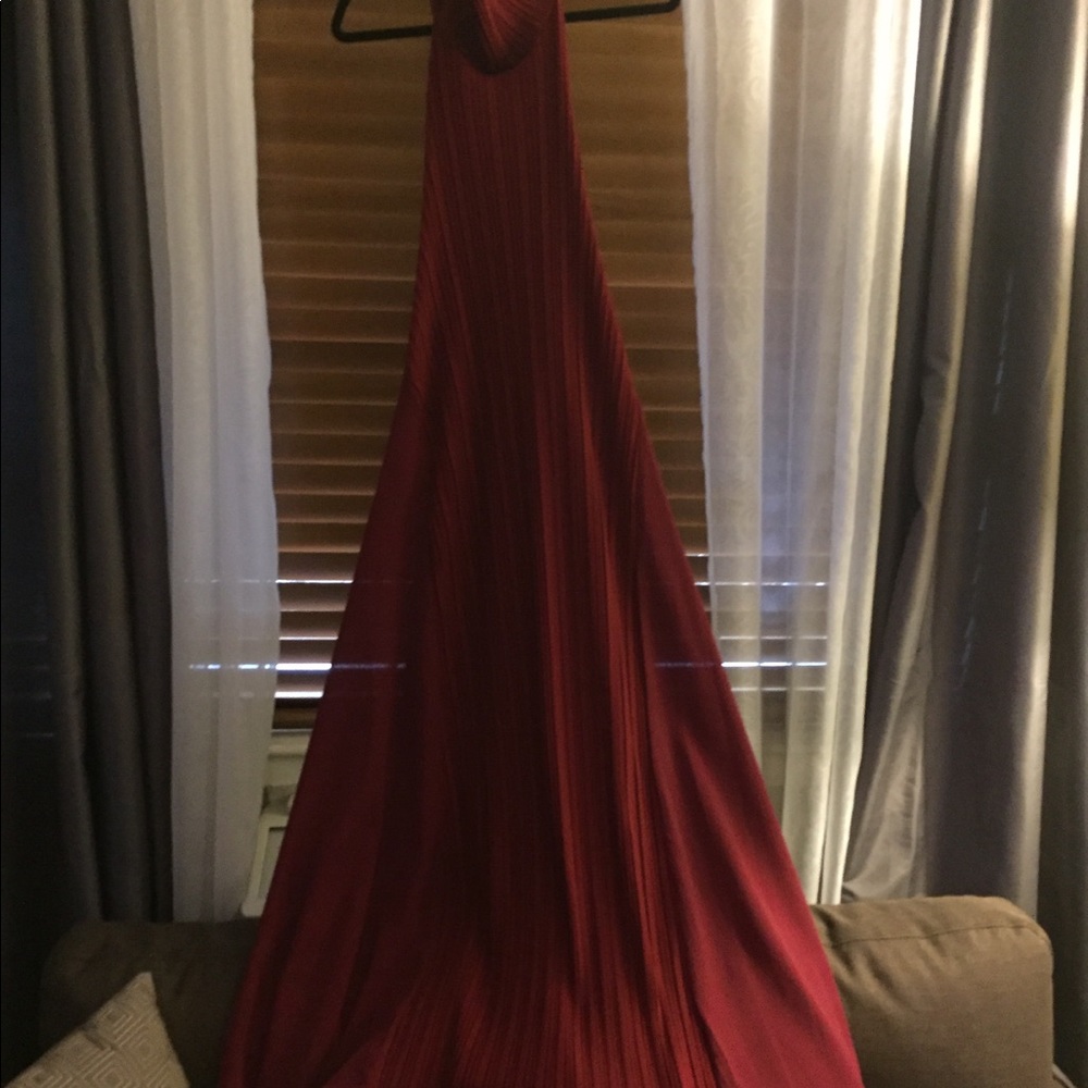 Turtleneck formal burgundy dress