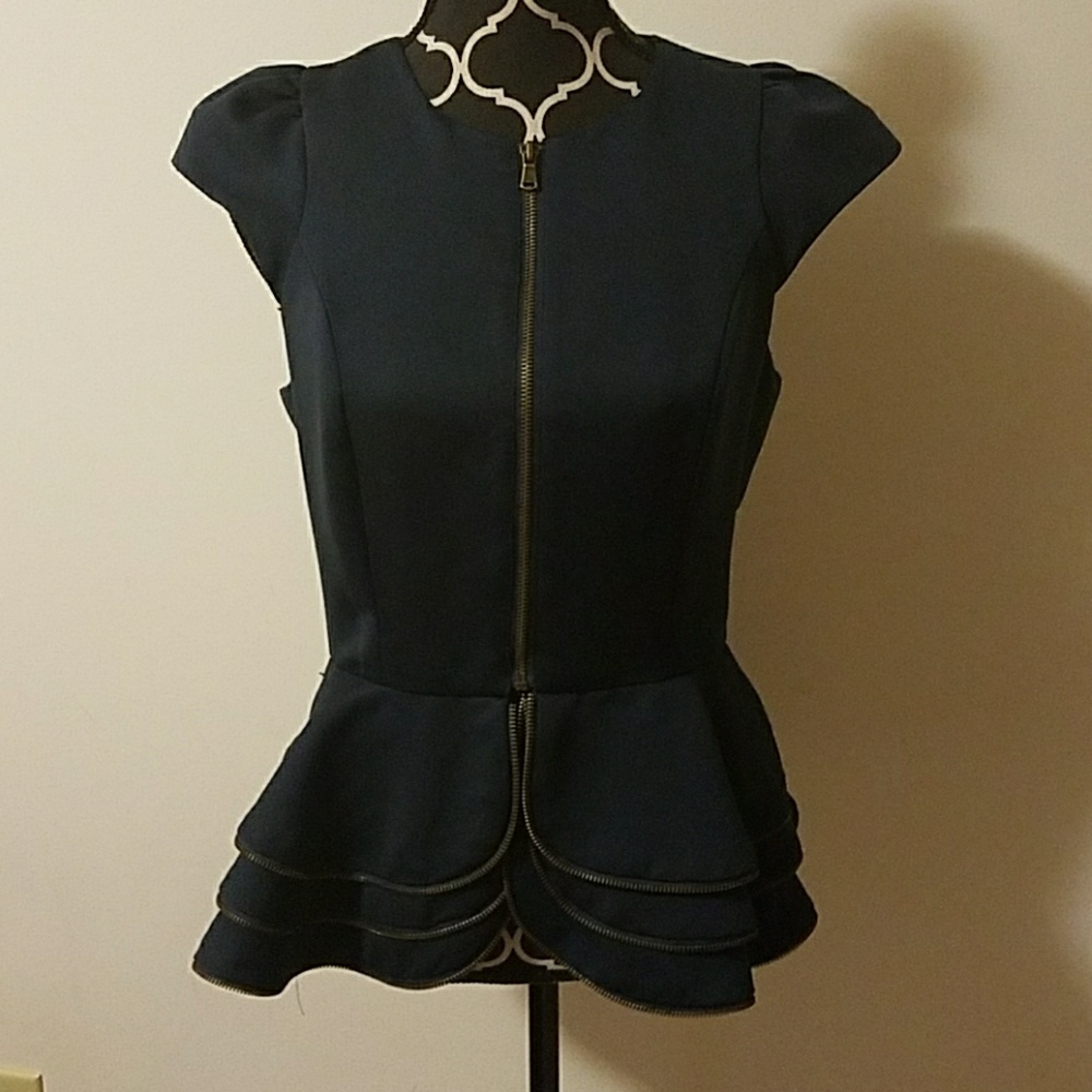 Top - Blue Peplum Top
