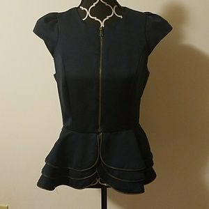 Top - Blue Peplum Top