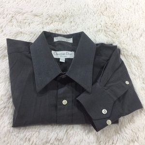 Christian Dior Size 15.5 32/33 Gray Dress Shirt