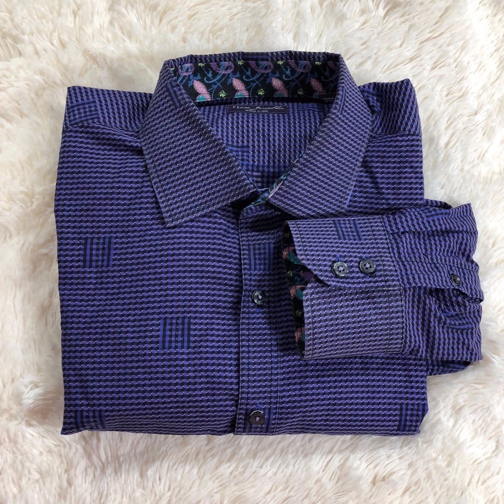 Marco Brunelli XL Purple Flip Cuff Dress Shirt