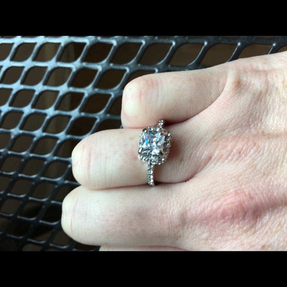 Beautiful Square shaped sterling silver CZ RING