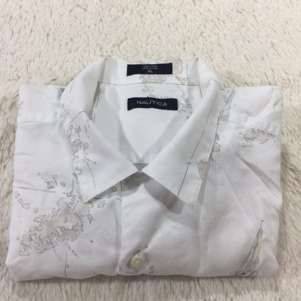 Nautica XL Sail Boat Beach Button Down Casual Top