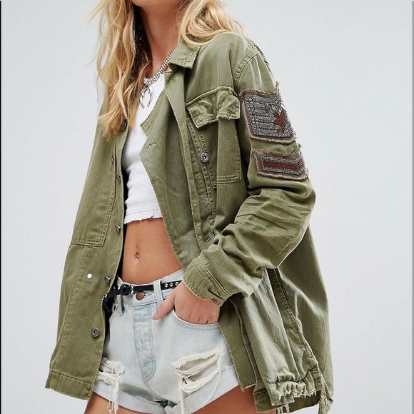 Free People Jackets & Blazers - Free People Embellished Beaded Military Jacket NWT