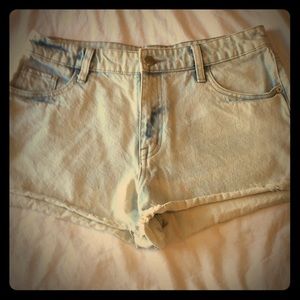 Acid wash denim shorts