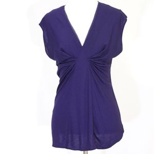 Sheer fringe trim shirt with rushed bust