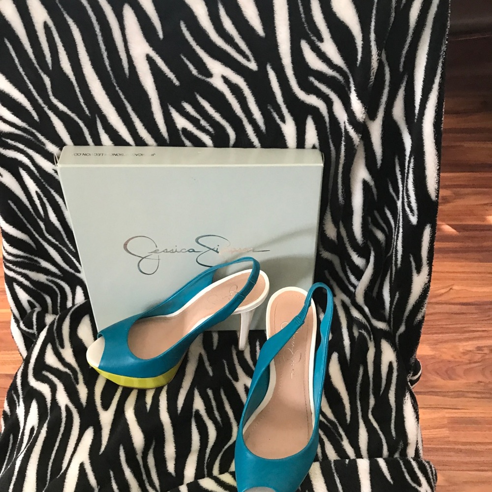 Multi-color platform sling backs