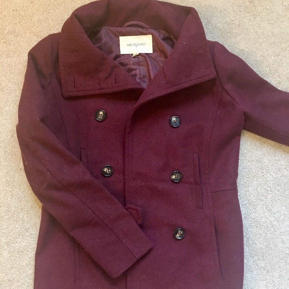 Burgundy pea coat