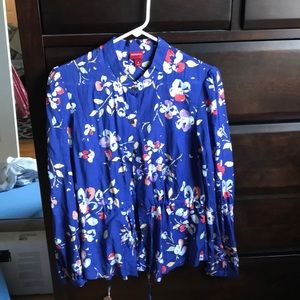 Royal blue floral blouse