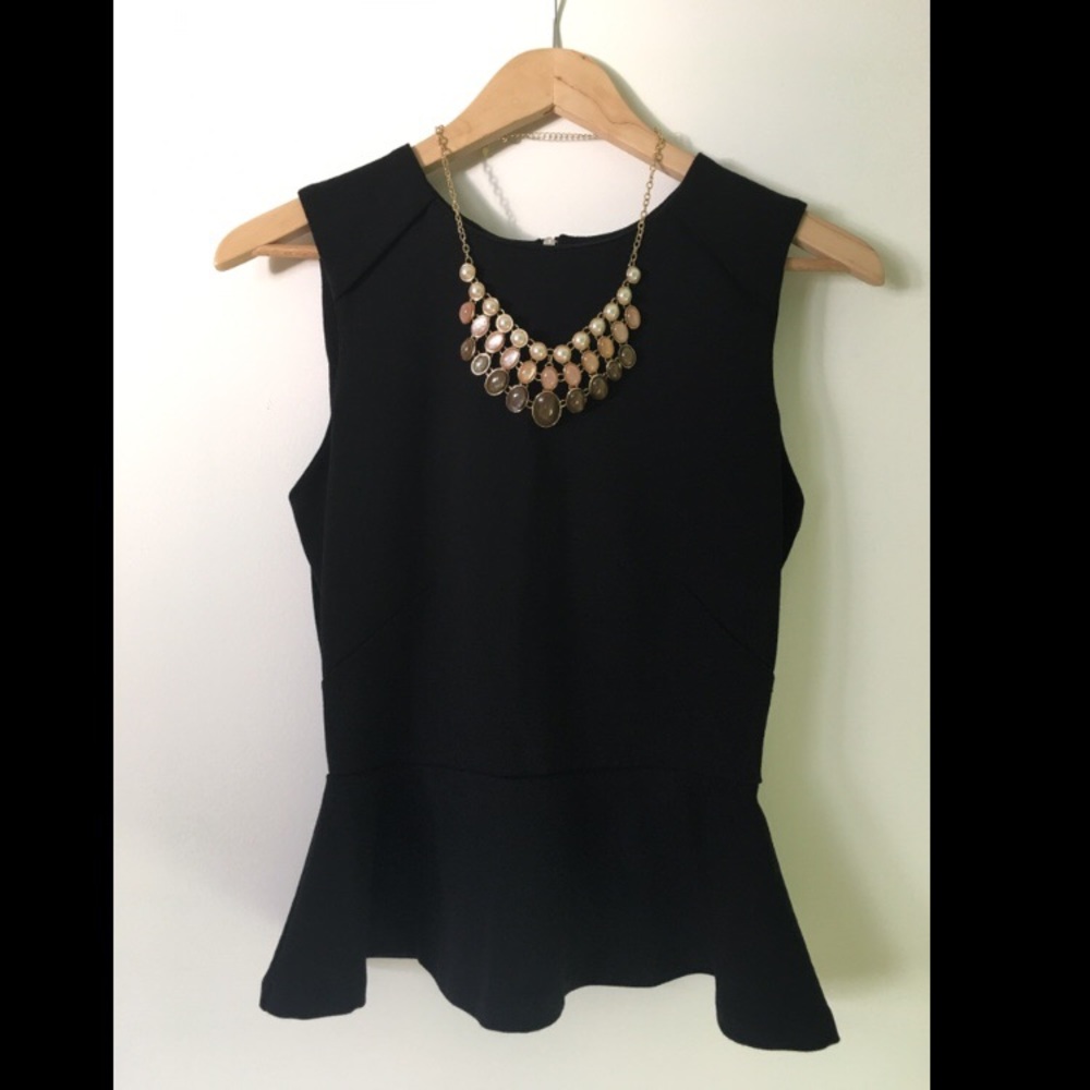 Express Peplum Zippered Back Tank, Black, XS