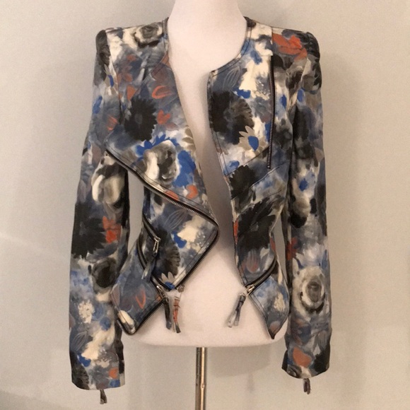 TOV Jackets & Blazers - TOV Floral Faux Leather Moto Jacket Sz 38 - EUC