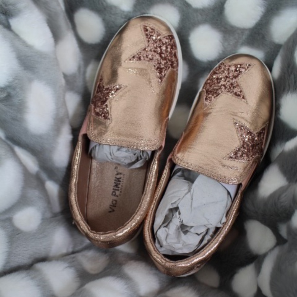 *B396 Rose gold slip with gold glitter stars - Picture 4 of 4