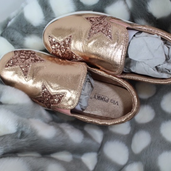 *B396 Rose gold slip with gold glitter stars - Picture 3 of 4