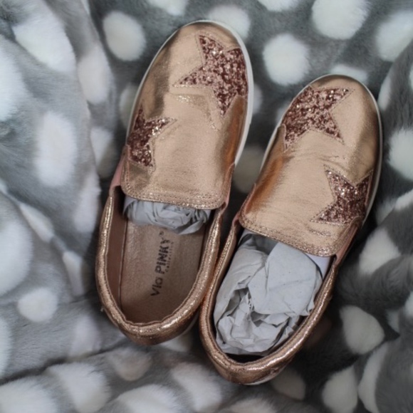 *B396 Rose gold slip with gold glitter stars - Picture 4 of 4