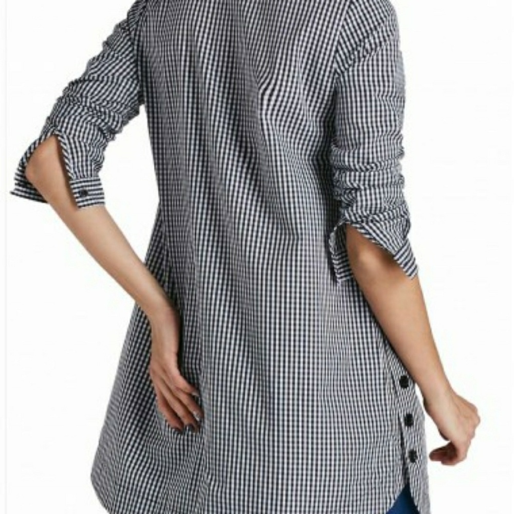 Plaid Print Turndown Collar Button Up Curved Shirt