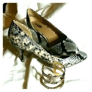 Charlotte Russe Snake Print Kitten Pumps