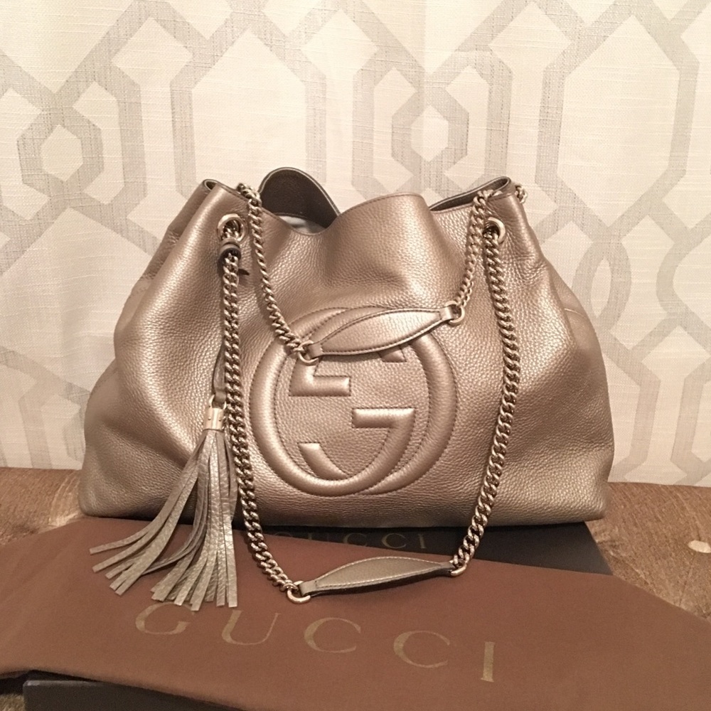 Gucci Large Soho Metallic Gold Shoulder Bag - Picture 8 of 8