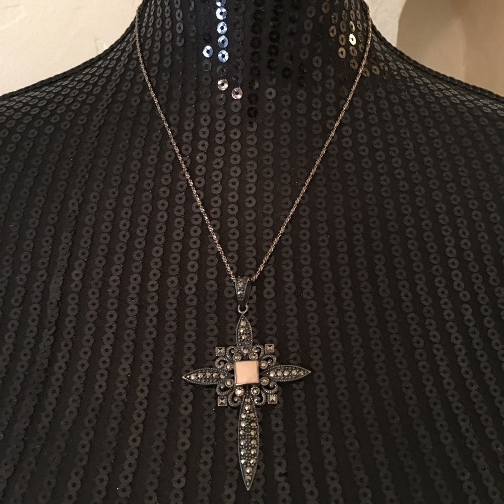 Marcasite  cross with silver necklace