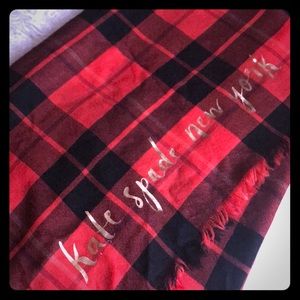 kate spade red /black plaid scarf
