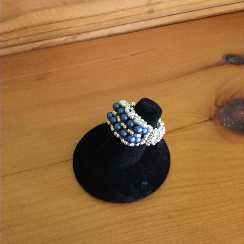 Swarovski Crystal Pearl Beaded Ring R9