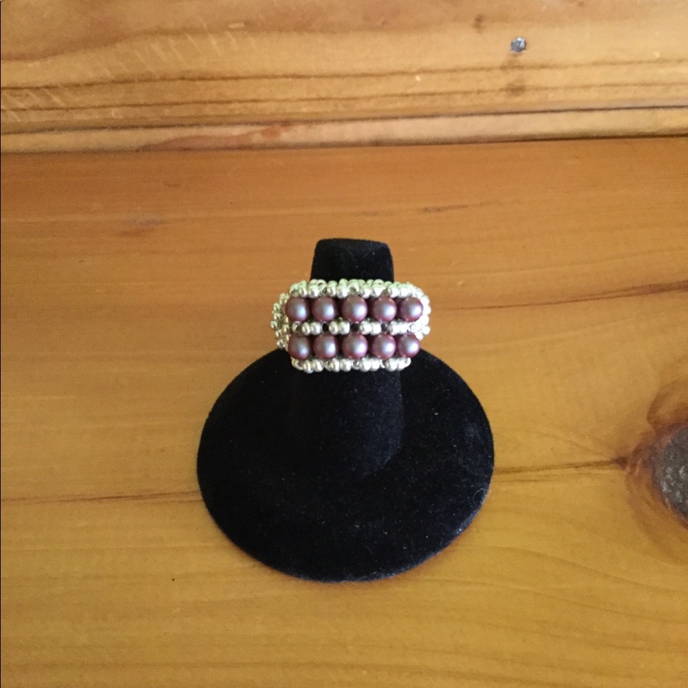 Swarovski Crystal Pearl Beaded Ring R11